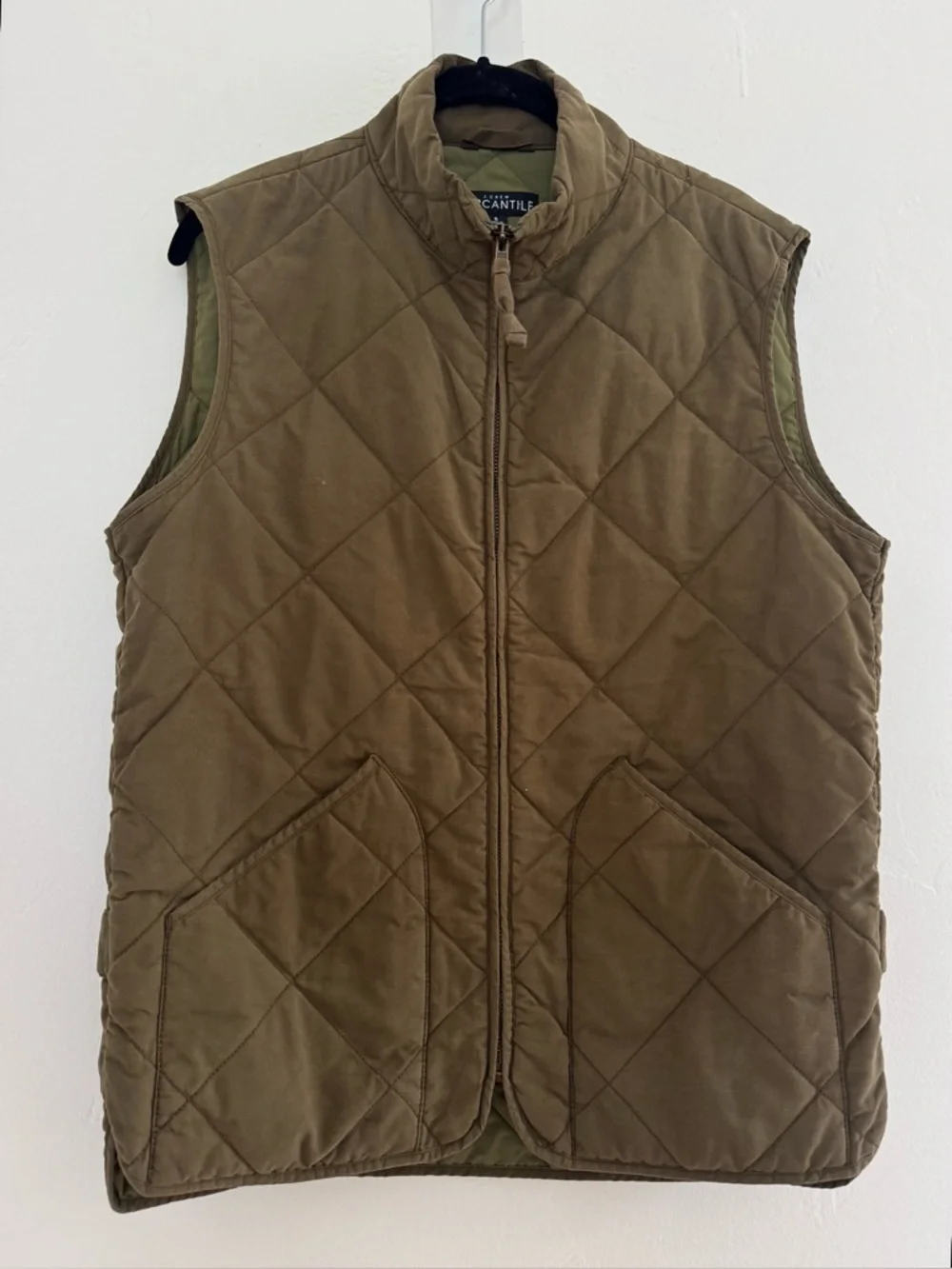 J. Crew Mercantile Full Zip Green Quilted Puffer Vest Green Cotton Blend Fall